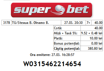 Bilete Hunter 27.03.2014  Steaua - Dinamo